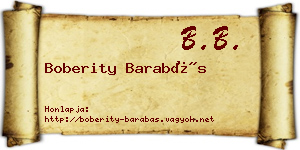 Boberity Barabás névjegykártya